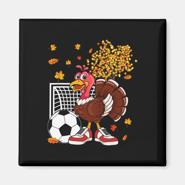 Turkey Playing Soccer Thanksgiving Player Coach Fa Magnet (Front)