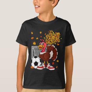 Turkey Playing Soccer Thanksgiving Player Coach Fa T-Shirt