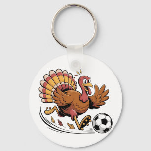 Turkey Playing Soccer Thanksgiving Sport lover Keychain