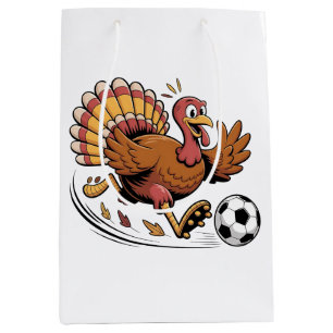 Turkey Playing Soccer Thanksgiving Sport lover Medium Gift Bag