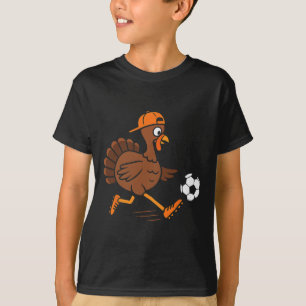 Turkey Playing Soccer Thanksgiving Turkey Kids Boy T-Shirt