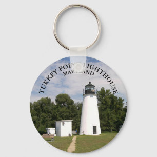 Turkey Point Lighthouse, Maryland Button Keychain