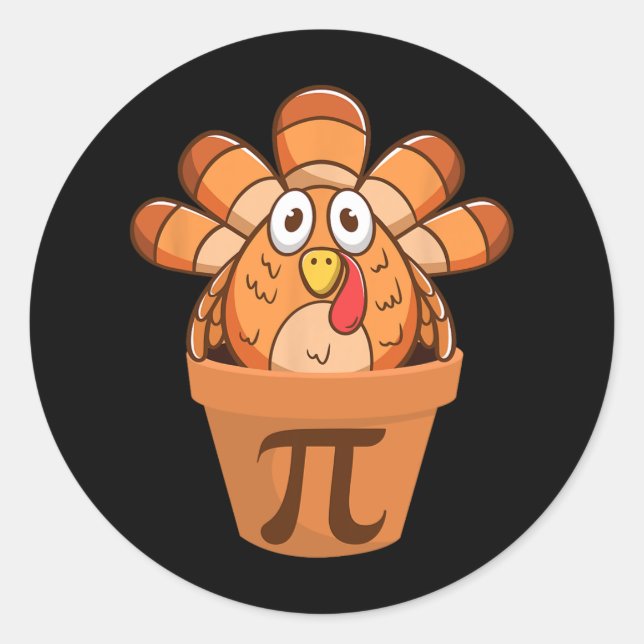 Turkey Pot Pie Funny Math Thanksgiving Turkey Pot  Classic Round Sticker (Front)