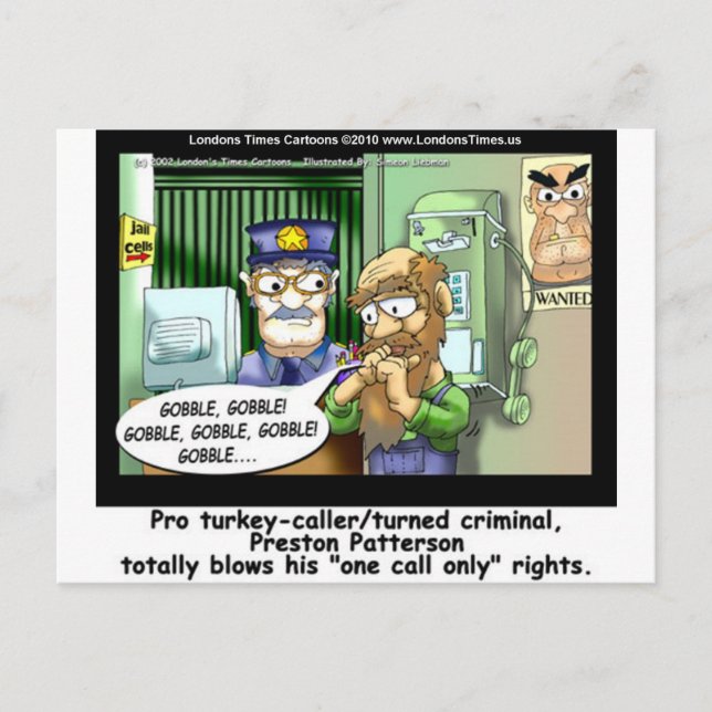 Turkey Prison Only Call Funny Tees Mugs & Gifts Postcard (Front)