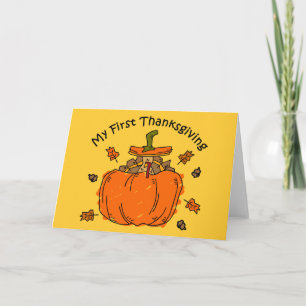 Turkey Pumpkin 1st Thanksgiving Holiday Card