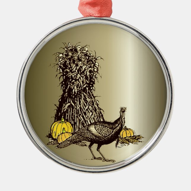 Turkey Pumpkin Metal Ornament (Front)