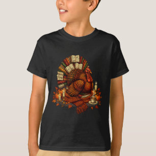 Turkey Reading Books Fall Season Thanksgiving Teac T-Shirt
