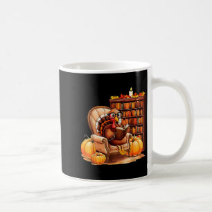 Turkey Reading Books Fall Thanksgiving Teacher Boo Coffee Mug