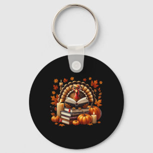 Turkey Reading Books Fall Thanksgiving Teacher Boo Keychain