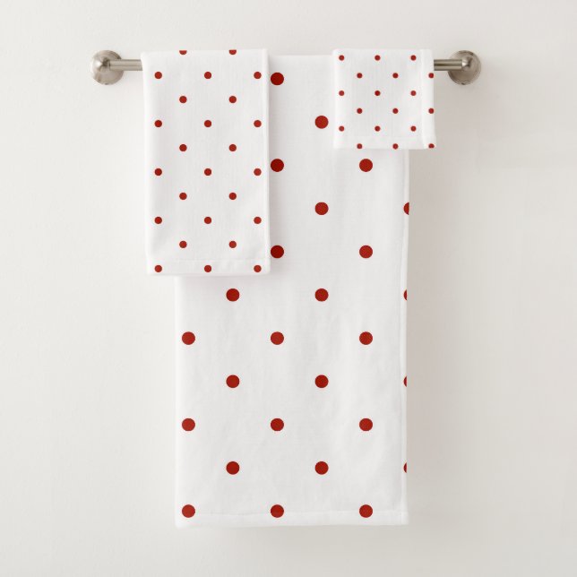 turkey red and white dots bath towel set (Insitu)