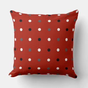 turkey red , grey and white dots throw pillow