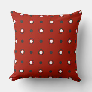 turkey red , grey and  white dots throw pillow