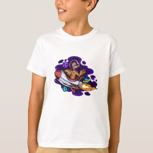 Turkey Riding A Space Rocket  T-Shirt