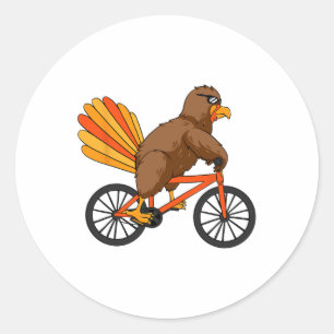 Turkey Riding Bike Thanksgiving Day Cool Bicycle A Classic Round Sticker