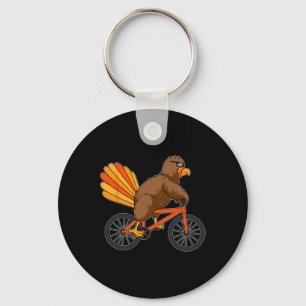 Turkey Riding Bike Thanksgiving Day Cool Bicycle A Keychain