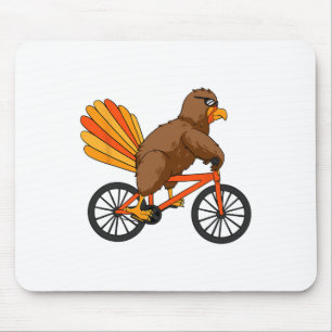 Turkey Riding Bike Thanksgiving Day Cool Bicycle A Mouse Pad