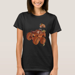 Turkey Riding Monster Truck Thanksgiving Pilgrim B T-Shirt