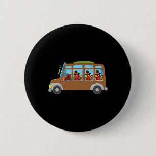 Turkey Riding School Bus Thanksgiving Day Funny Fa 2 Inch Round Button