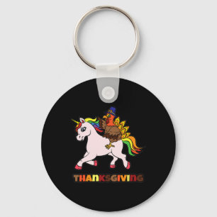 Turkey Riding Unicorn Thanksgiving Day Magical Fal Keychain