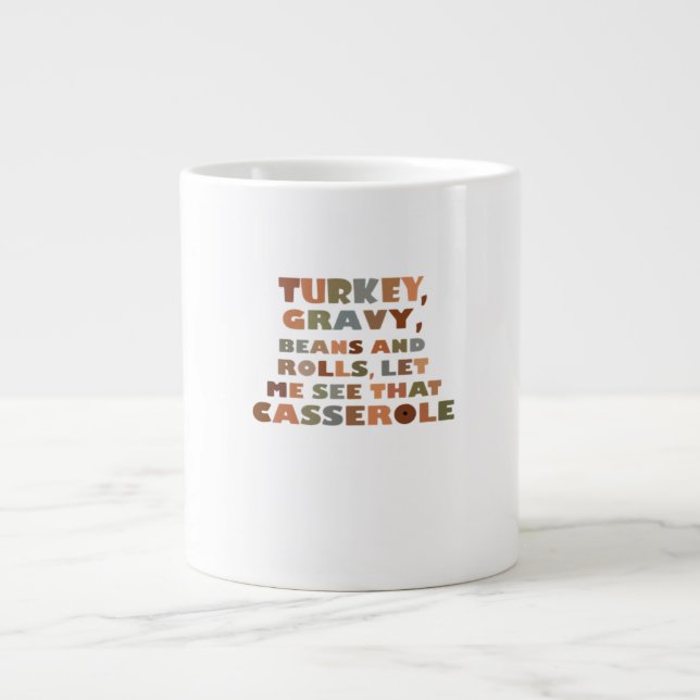 Turkey Rolls Casserole, Thanksgiving Retro Funny F Large Coffee Mug (Front)