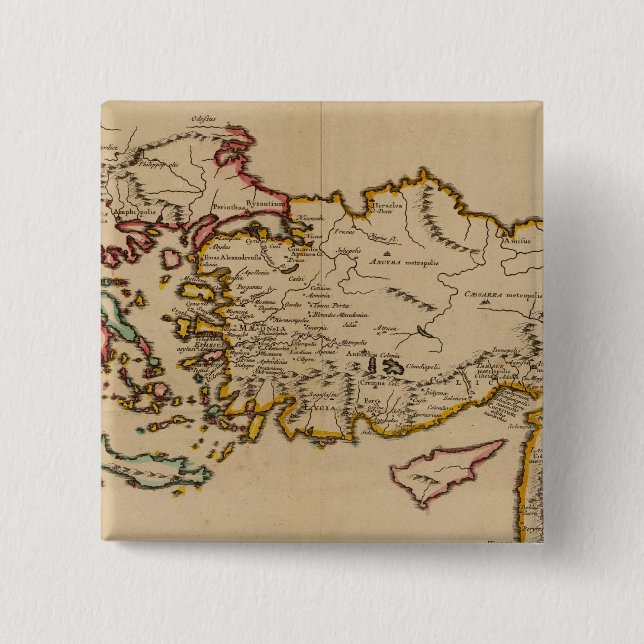 Turkey, Rome, Greece 2 Inch Square Button (Front)