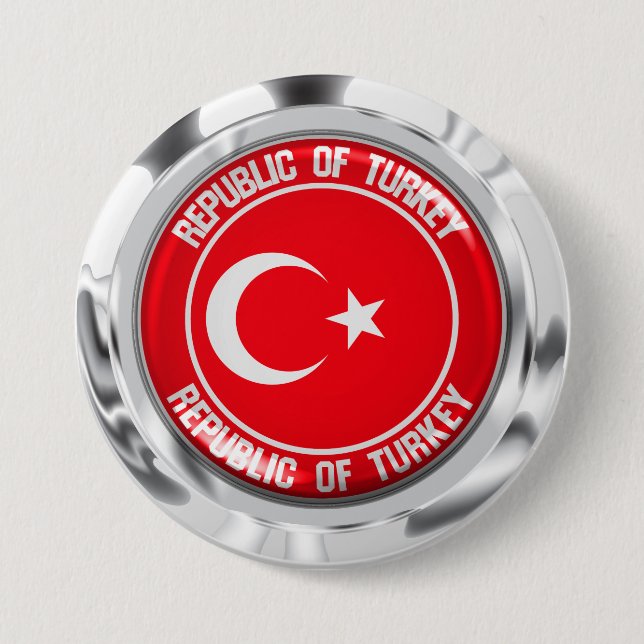 Turkey Round Emblem 3 Inch Round Button (Front)