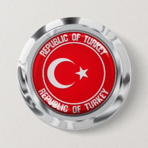 Turkey Round Emblem 3 Inch Round Button