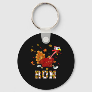 Turkey Run Costume Thanksgiving Running Turkey Tro Keychain