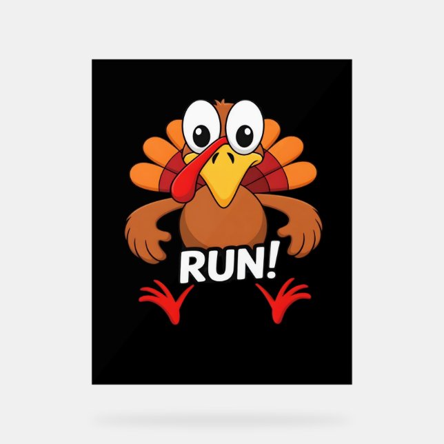 Turkey Run Thanksgiving Running Classic T-Shirt Acrylic Sign (Front)