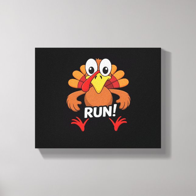 Turkey Run Thanksgiving Running Classic T-Shirt Canvas Print (Front)