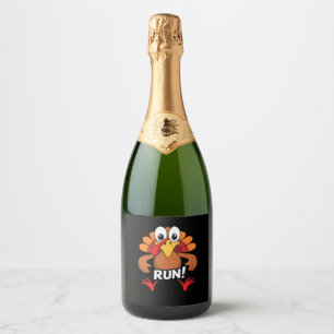 Turkey Run Thanksgiving Running Classic T-Shirt Sparkling Wine Label