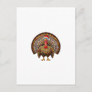 Turkey Santa Hat Christmas Lights Merry Gobble Holiday Postcard