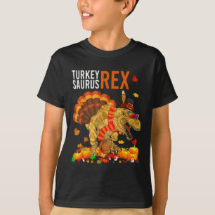 Turkey Saurus TRex Funny Pilgrim Dinosaur Kids Tha T-Shirt