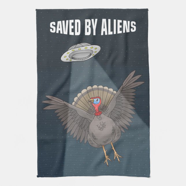 Turkey Saved By Aliens Kitchen Towel (Vertical)