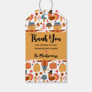 Turkey & Scarecrow Thanksgiving Pattern Gift Tags