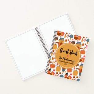 Turkey & Scarecrow Thanksgiving Pattern Guest Book