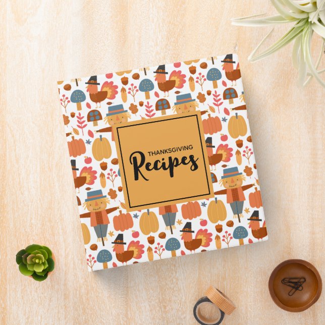 Turkey & Scarecrow Thanksgiving Pattern Recipe Binder (In Situ)
