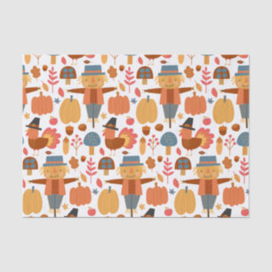 Turkey & Scarecrow Thanksgiving Pattern Tissue Paper