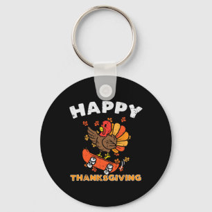 Turkey Skateboard Happy Thanksgiving Cute Fall Aut Keychain