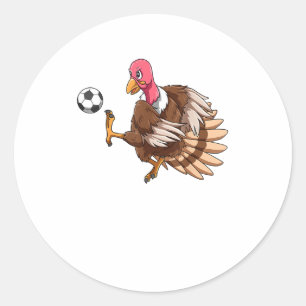 Turkey Soccer Thanksgiving Turkey Playing Soccer T Classic Round Sticker
