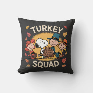 Turkey Squad Funny Cartoon Friends Thanksgiving Throw Pillow