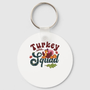 Turkey Squad Funny Thanksgiving Day Run Pilgrim Gi Keychain
