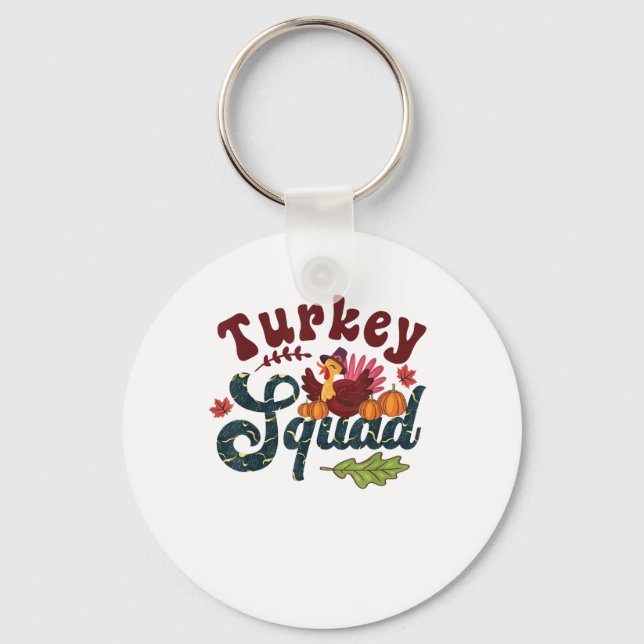 Turkey Squad Funny Thanksgiving Day Run Pilgrim Gi Keychain (Front)