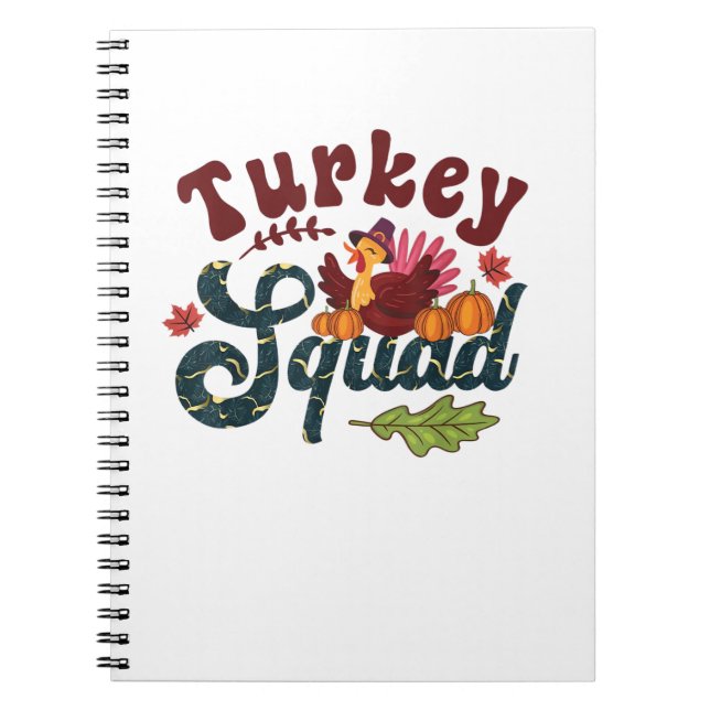 Turkey Squad Funny Thanksgiving Day Run Pilgrim Gi Notebook (Front)