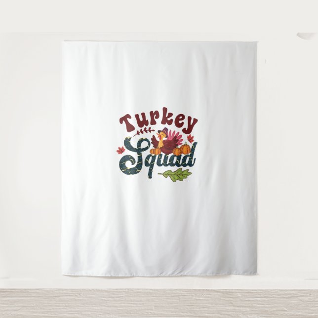 Turkey Squad Funny Thanksgiving Day Run Pilgrim Gi Tapestry (Front)