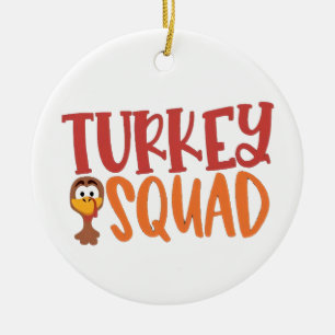 Turkey Squad Matching Outfit Turkey Thanksgiving  Ceramic Ornament