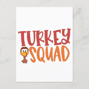 Turkey Squad Matching Outfit Turkey Thanksgiving Invitation Postcard