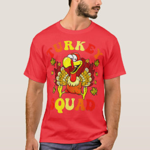 Turkey Squad Retro  Thanksgiving Hippie Men Women  T-Shirt