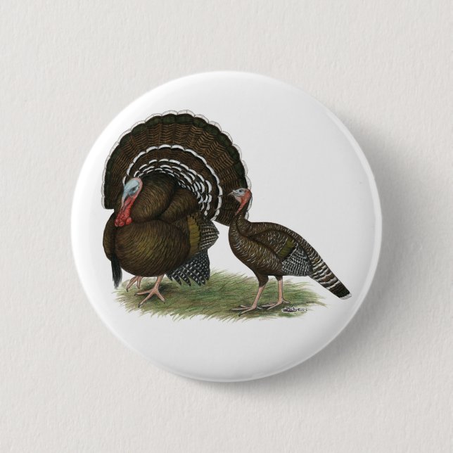 Turkey Standard Bronze 2 Inch Round Button (Front)