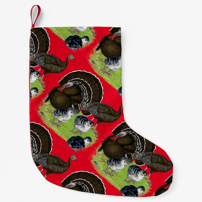 Turkey Standard Bronze Family Small Christmas Stocking (Front)